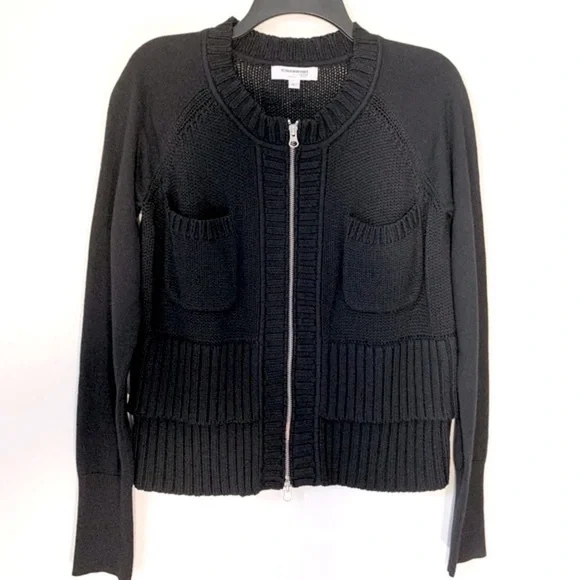 KaufmanFranco Black Zip Knit Cardigan Jacket - Picture 2 of 10